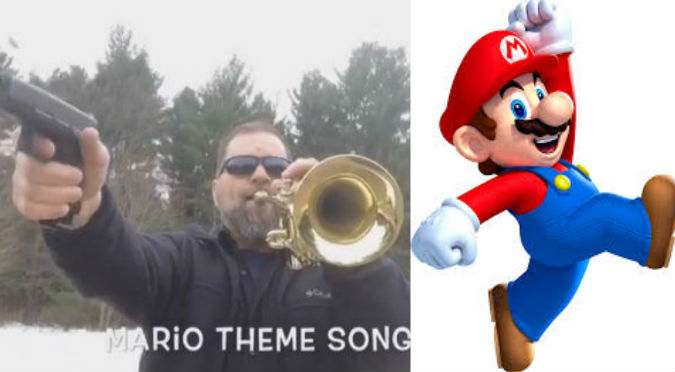 YouTube: Tocó el tema de Mario Bros con trompeta y pistola
