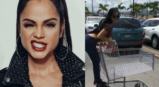 Natti Natasha se sube a carrito de supermercado y enseña las reales curvas