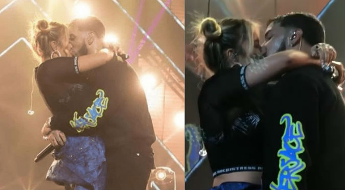 Anuel se muestra enamorado de Karol G tras apasionado beso (VIDEO)