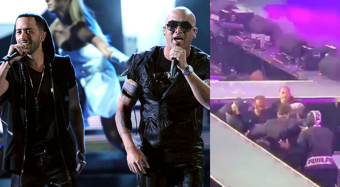 Wisin y Yandel: Cantante sufrió terrible caída del escenario (VIDEO)