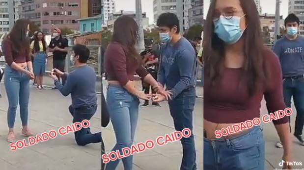Hombre pide matrimonio, pero mujer no acepta y lo deja solo |VIDEO