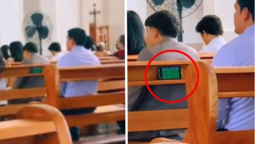 Hombre es captado viendo el mundial en plena misa y causa sensación en redes: «Futbolero, pero creyente» | VIDEO