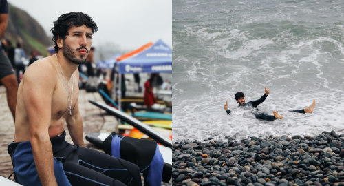 Sebastián Yatra aprovechó su visita a Perú para surfear en una playa de Miraflores