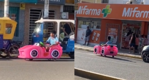 TikTok: Peruano es captado manejando un carrito de juguete en Piura